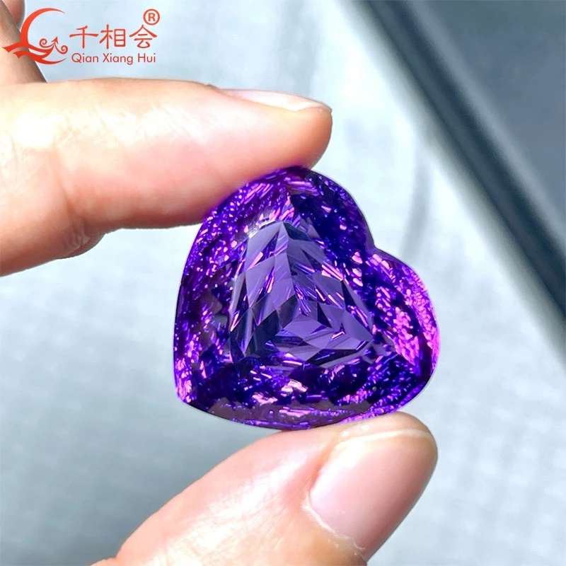 43ct heart-cut millennium natural amethyst, GRC-certified, perfect for stunning jewelry designs.