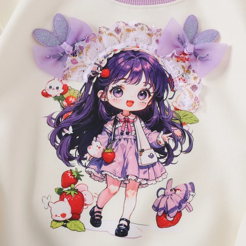 2024Girls' New Spring, Autumn and Winter Mermaid Little Girl Three-Dimensional Pattern Pullover Comfortable Bottoming Shirt 5