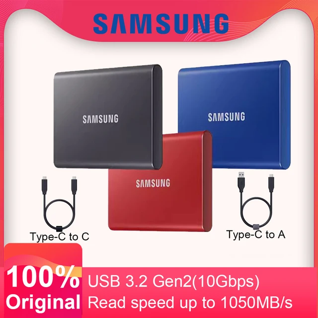 SAMSUNG T7 2TB USB 3.2 Gen 2 (10Gbps, Type C) External Solid State