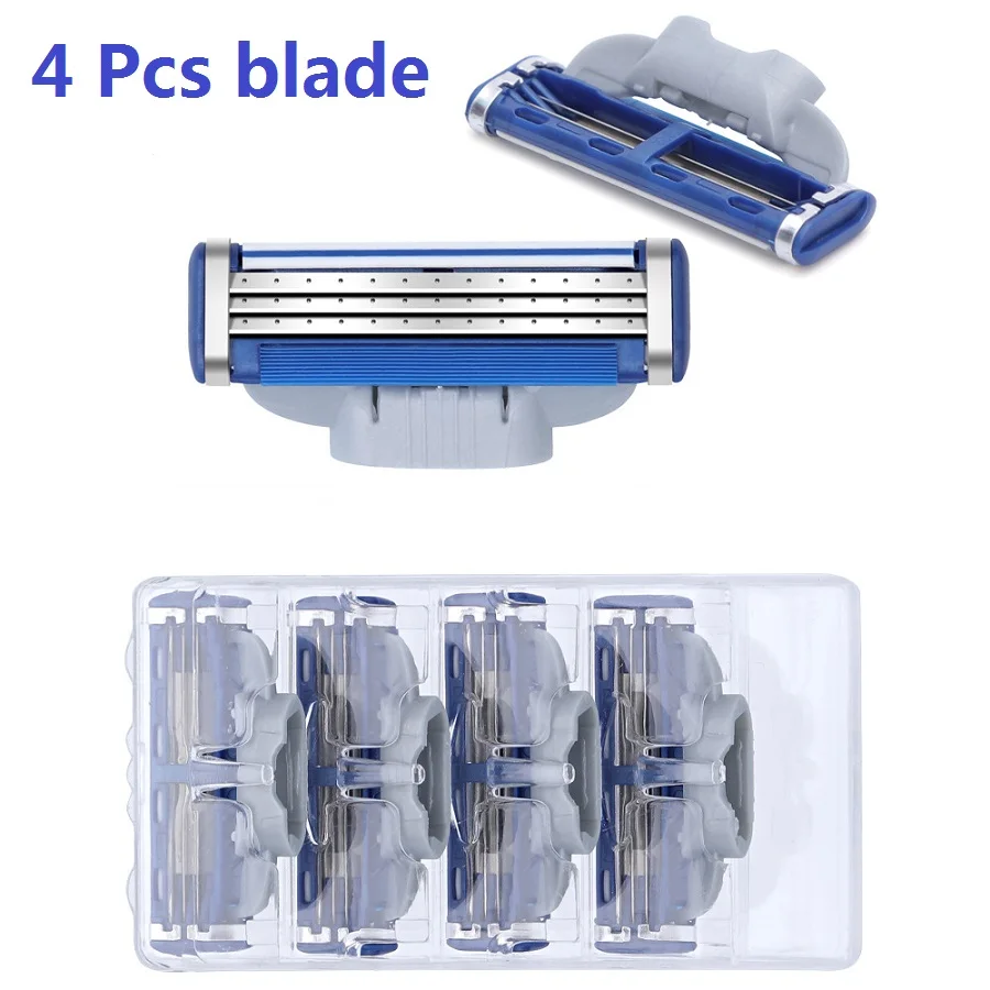 4 Pcs/ Men Safety Razor Blades Stainless Steel Shaving Cartridges