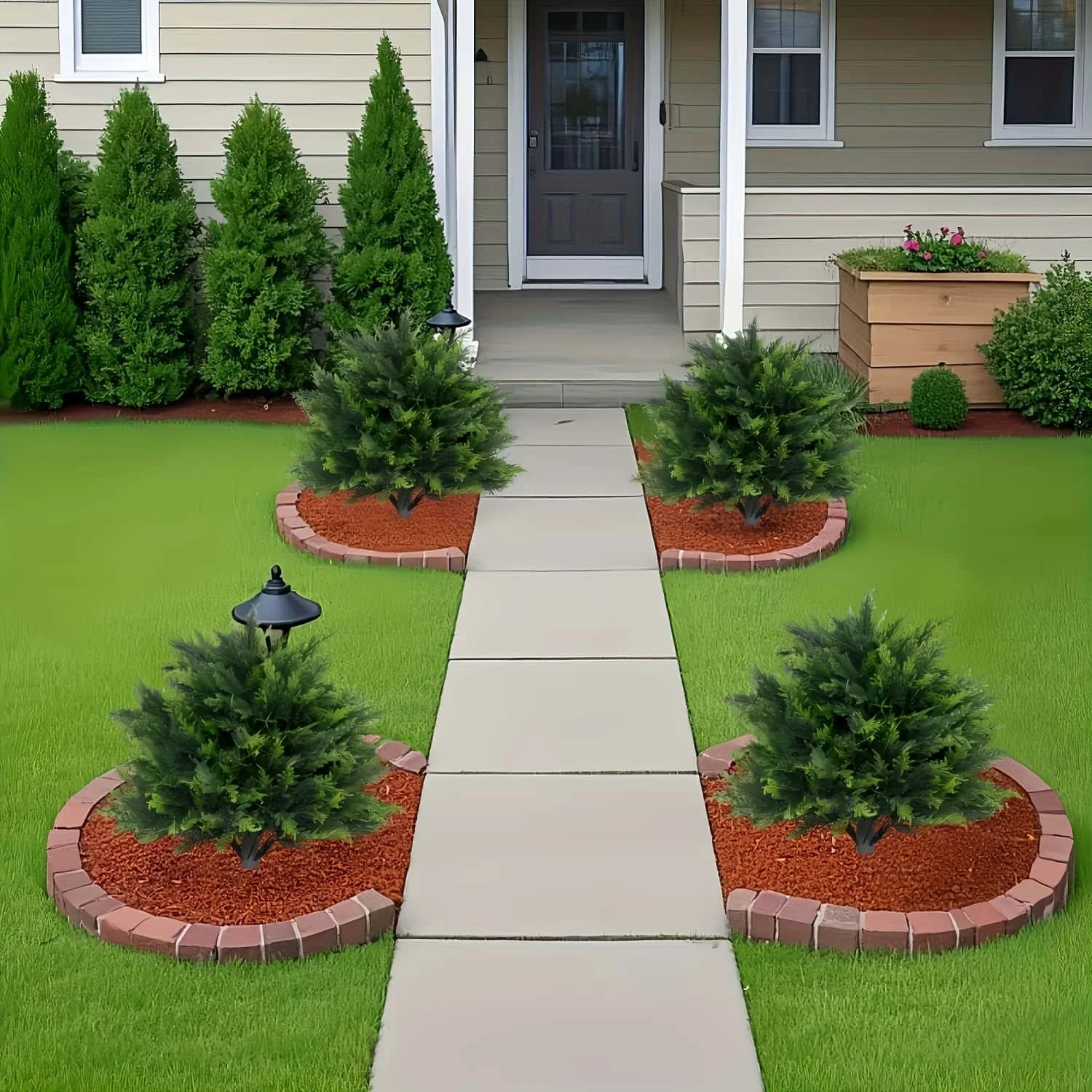 Description Picture 2 of item2pcs Outdoor Artificial Greenery - High-Quality Large Spherical Pine Trees with Ground Stakes, for Indoor/Outdoor Garden Decor