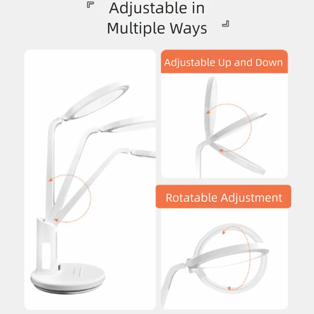 Full Spectrum LED Clock Table Lamp Plug-in Design Eye Protection USB Chargeable Lamp Reading Light Night Light Foldable Lamp