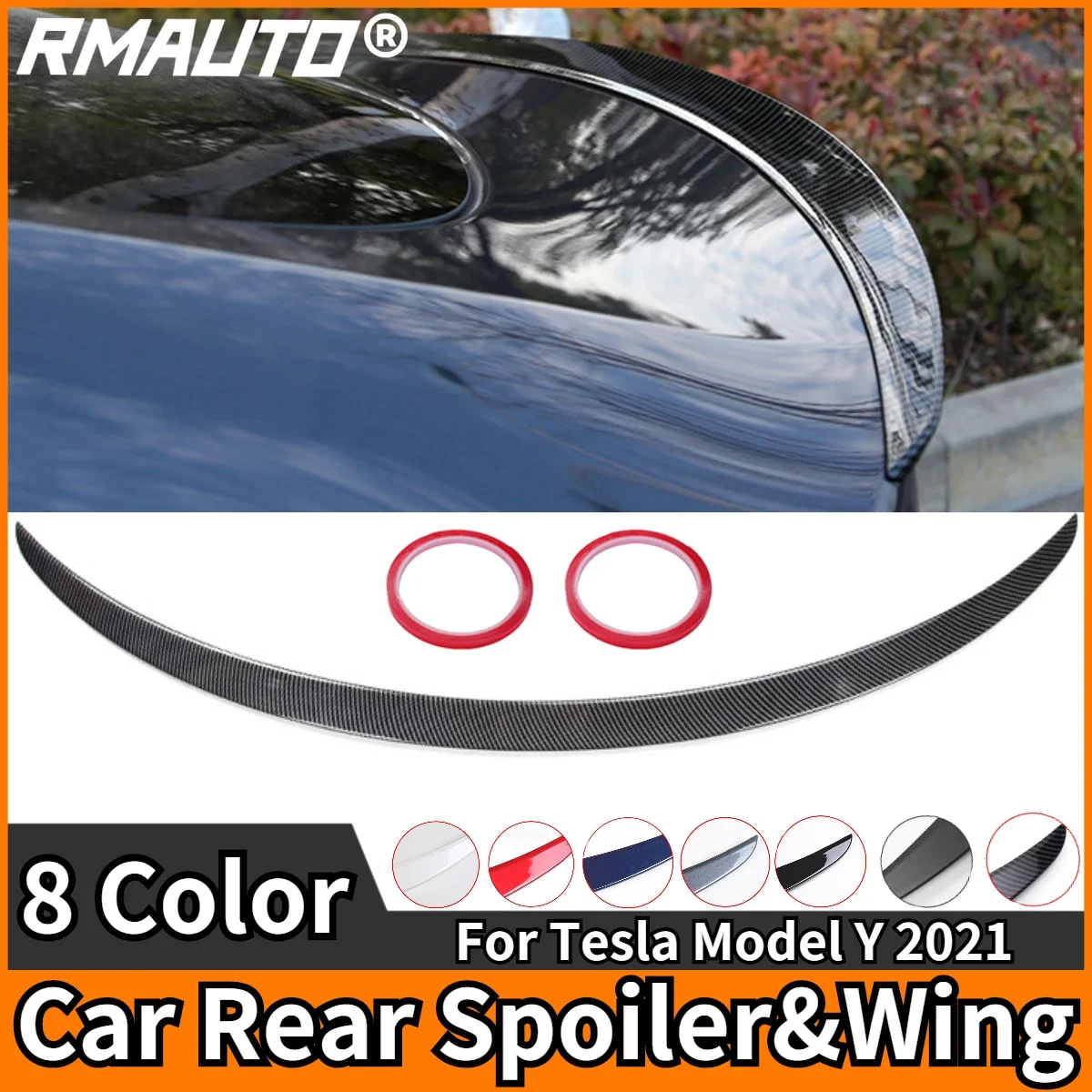 

RMAUTO Carbon Fiber Car Rear Trunk Spoiler Performance Type For Tesla Model Y 2021 Spoiler Wing Rear Trunk Lip Exterior Part