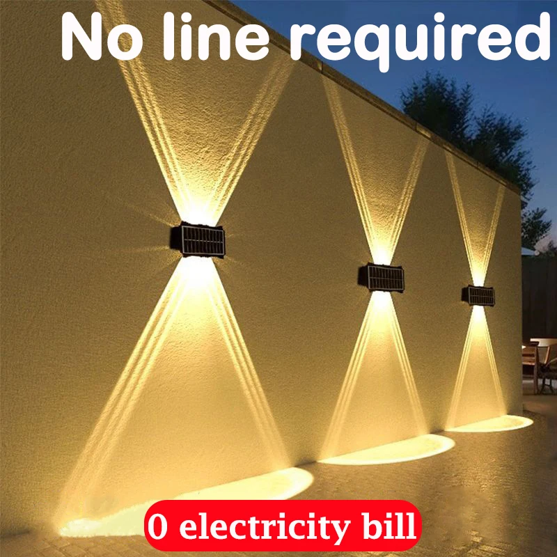 LED Solar Wall Lamps Outdoor Wall Washer Lights Garden Solar Exterior Wall Luminaire Waterproof Sconce Porch Light for Courtyard