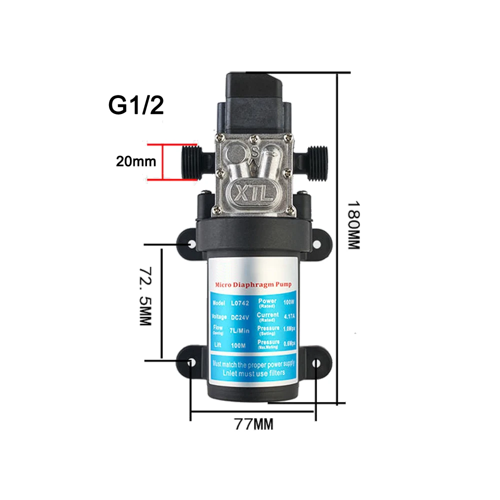 

Automatic pumping pump household small electric diaphragm pump self-priming booster large flow 24V 100W