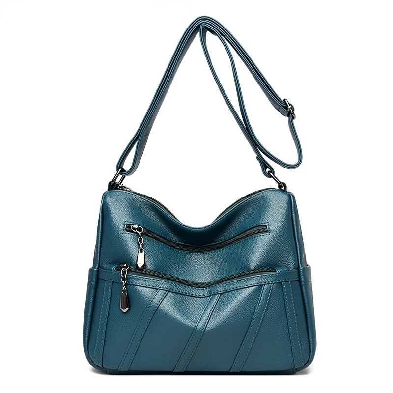 

Bags for Women 2022 New Luxury Handbags Soft Leather Female Cowhide Shoulder Messenger Bag Double Zipper Middle Women Purses