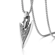 Koaem Retro Viking Spearhead Male Necklace Pendant Stainless Steel Jewelry Gift Men Arrow Necklace For Mens