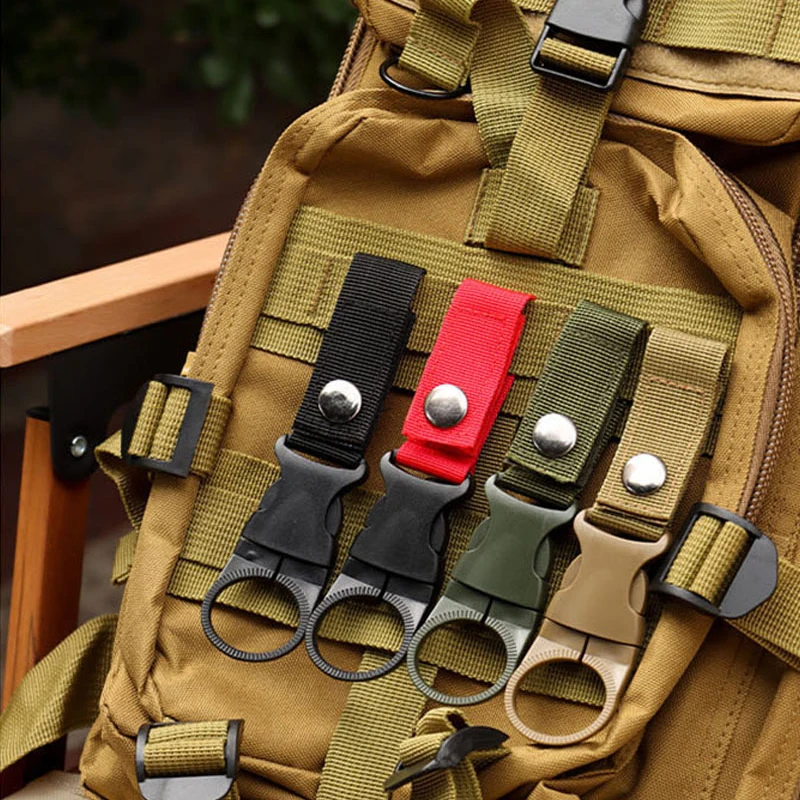 Molle Webbing Backpack Buckle Water Bottle Holder Clip Tactical Keychain Belt Clips Outdoor Hiking Climbing Camping Accessories
