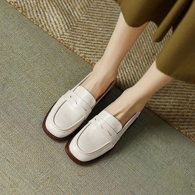 Black Leather Women's Loafers Platform Slip on Shoes for Women 2023 New Spring Autumn Casual Flats Shoes Woman Classics Style