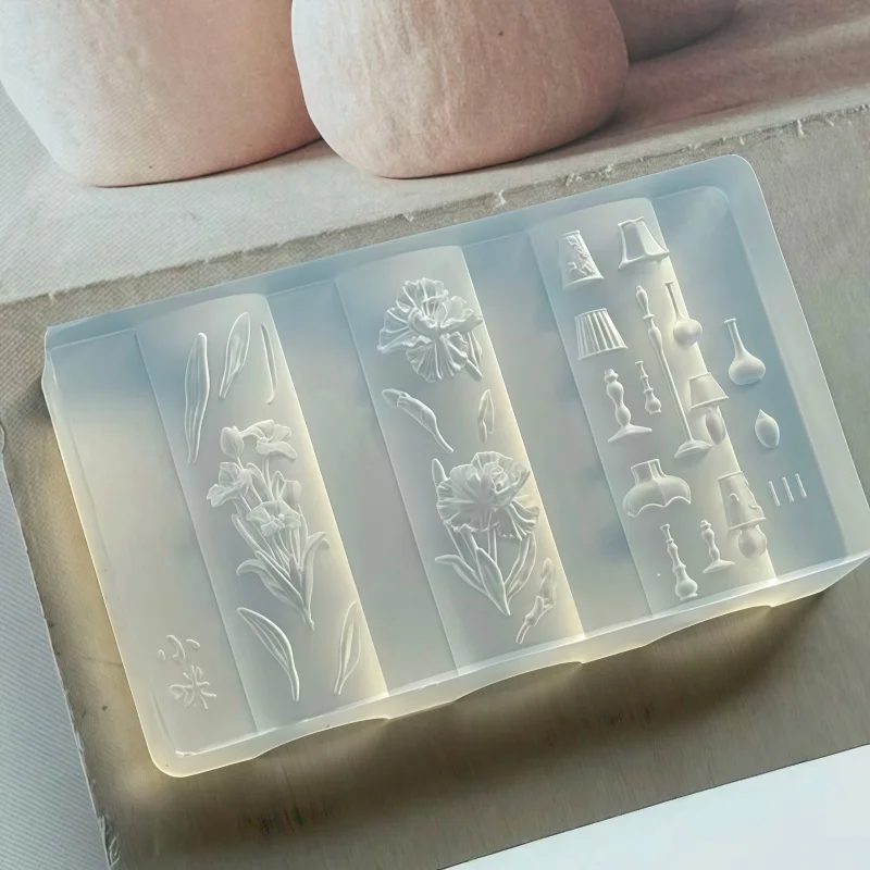 예술적 네일 아트 실리콘 몰드 해바라기 연꽃 아이리스 꽃 테이블 램프 3D 엠보싱 장식 네일 데코레이션 몰드