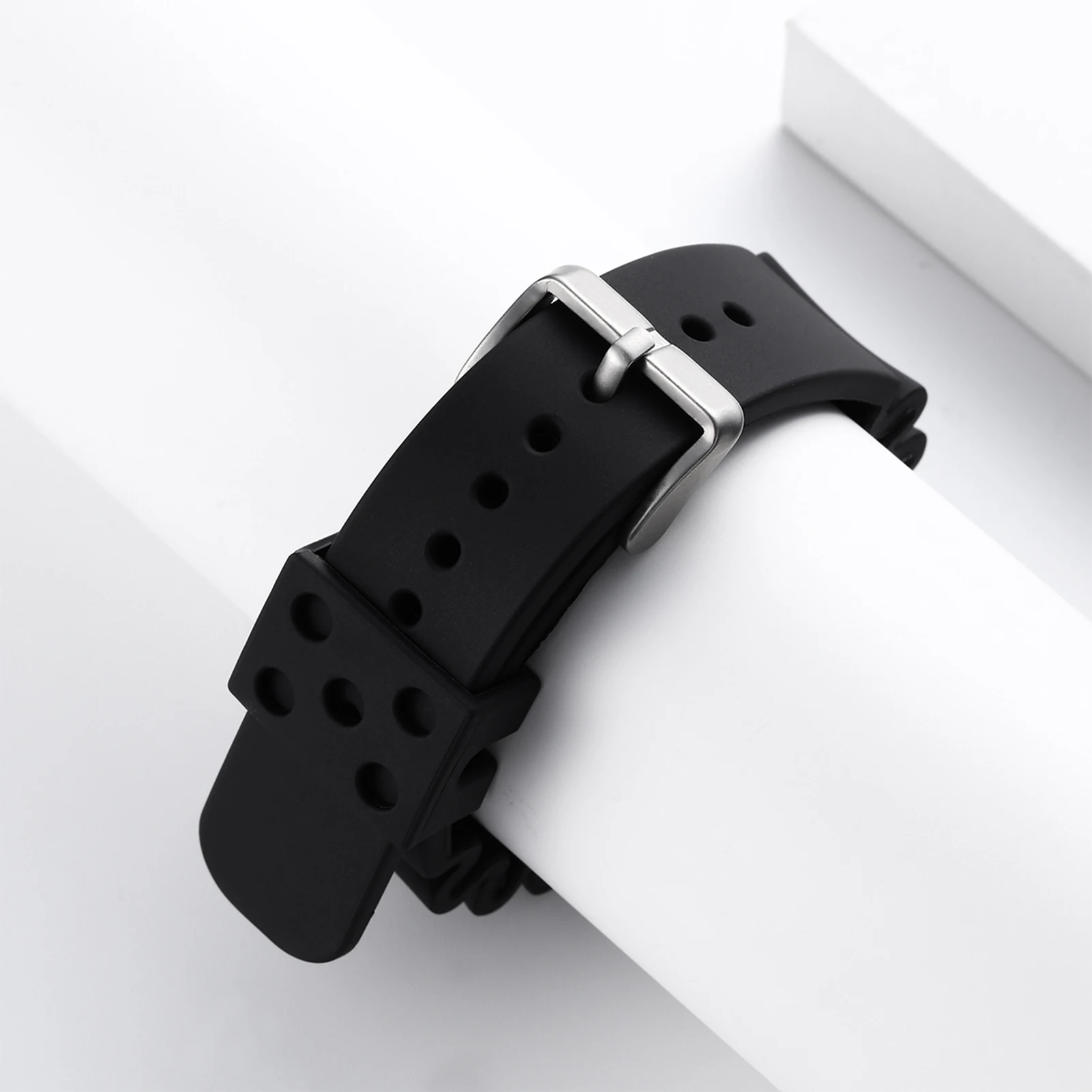 Premium Soft Rubber Watchband with Stainless Steel Buckle - Durable Strap