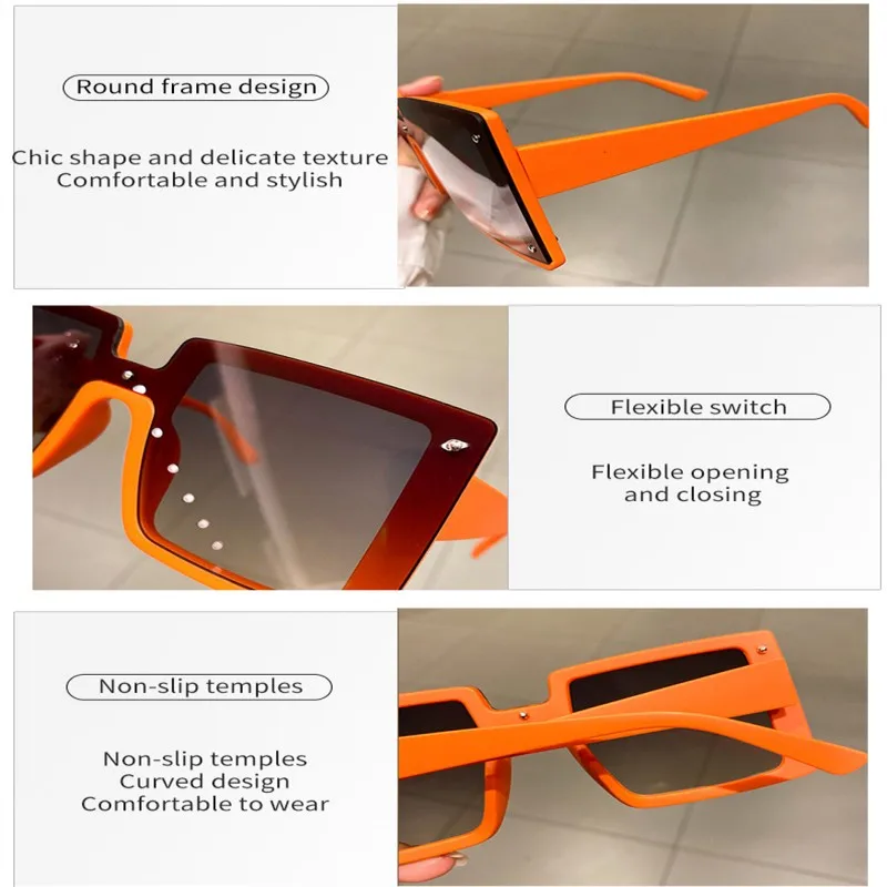 Fashion Oversize Square Men Women Sunglasses Vintage Mirror Shades Eyewear Luxury Brand Designer Uv400 Goggle Punk Sun Glasses