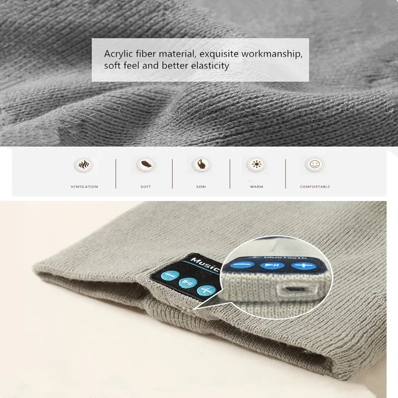 Outdoor Multi Functional Bluetooth Music Wireless Headset Calling and Listening Knit Hat