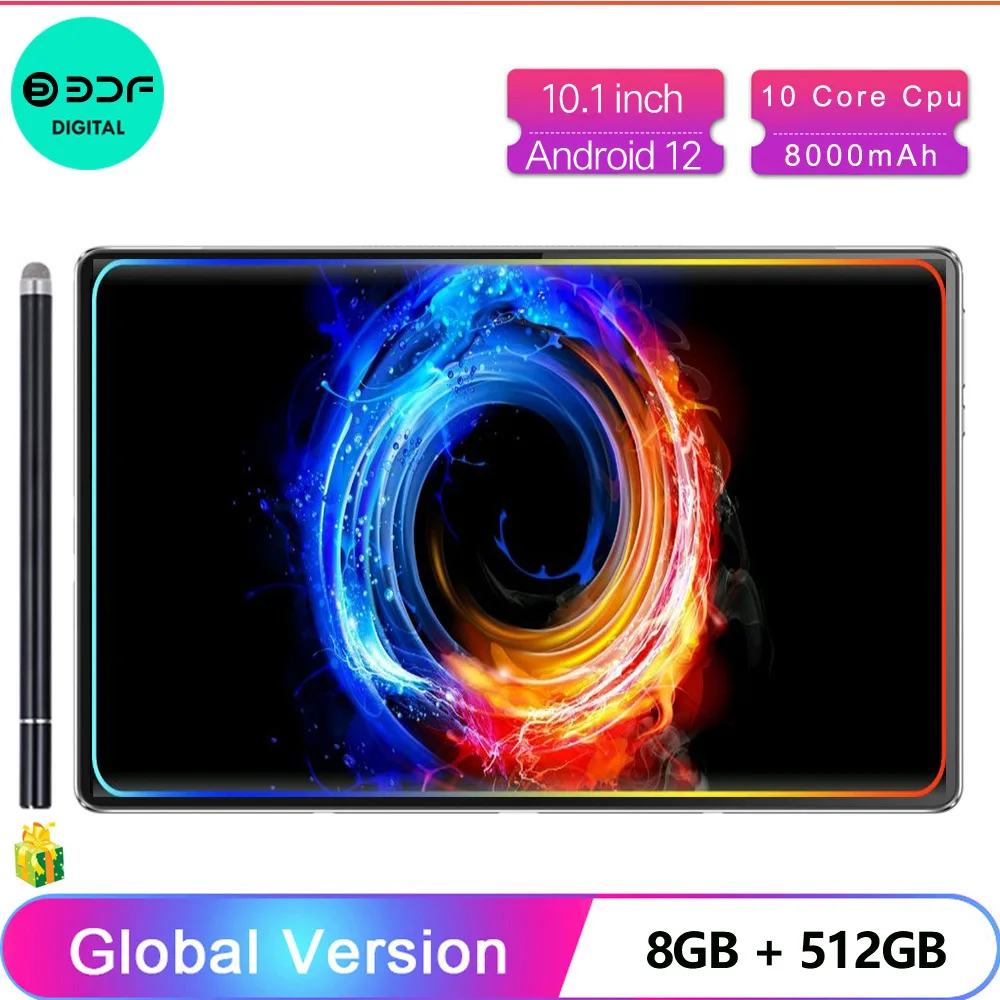 New 10.1 Inch Tablets Android 12 Octa Core 8GB RAM 512GB ROM Dual SIM Phone  Call 4G LTE 5G WiFi Bluetooth Google Tablet PC - AliExpress