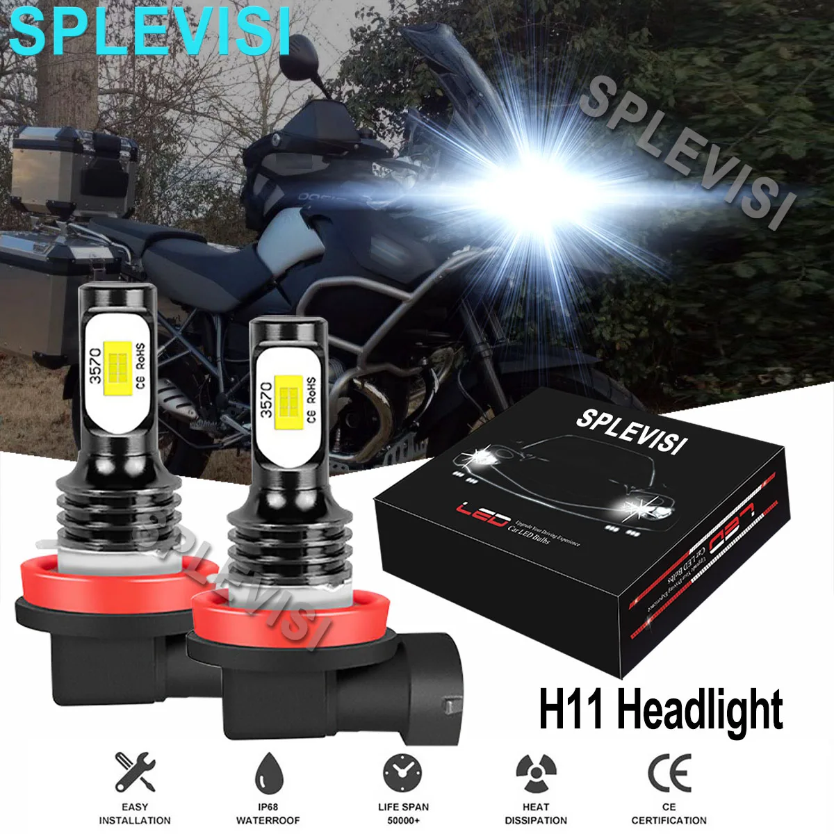2x 70w H8 H11 Led Headlight Bulbs 6000k Pure White Fits For Bmw R1200r