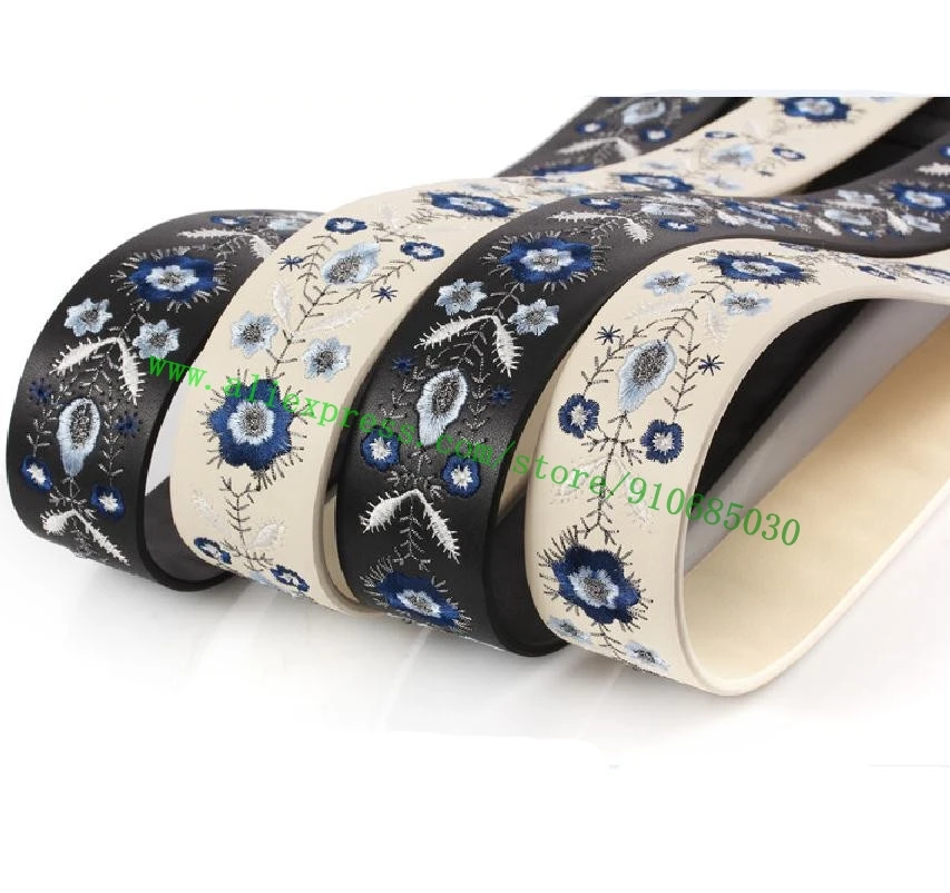 Top Grade Real Calf Leather Embroidery Bag Strap For Lady Designer Handbag Purse Women Shoulder Carry Belt Replacement
