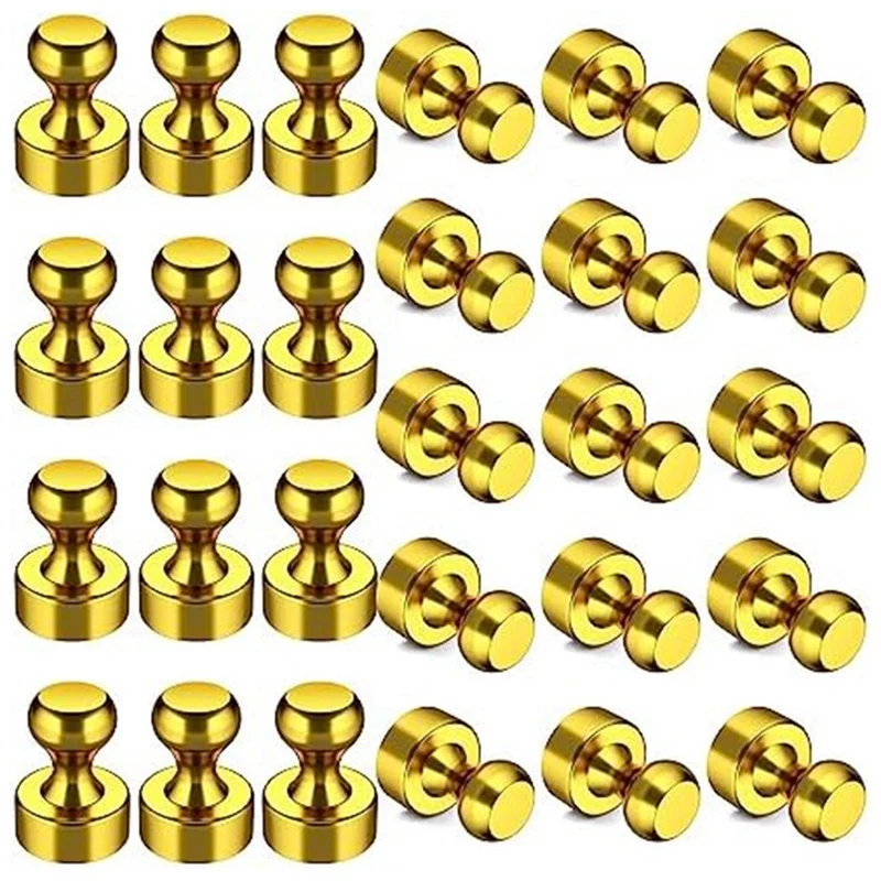 

24 Pack Refrigerator Magnets Magnets For Whiteboard Fridge Magnets And Magnetic Push Pins For Kitchen, School, (Gold)