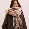 Fashion Mohair Plaid Wool Scarf Tassel Thicken Winter Cashmere Scarves Korean Style Warm Long Shawl Autumn Winter
