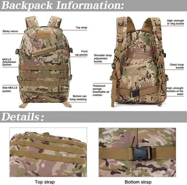 50L 3D Outdoors Tactical Backpack Molle Assault Bag Waterproof Hunting Climbing Hiking Fishing Trekking Travel Mochila Rucksack 2