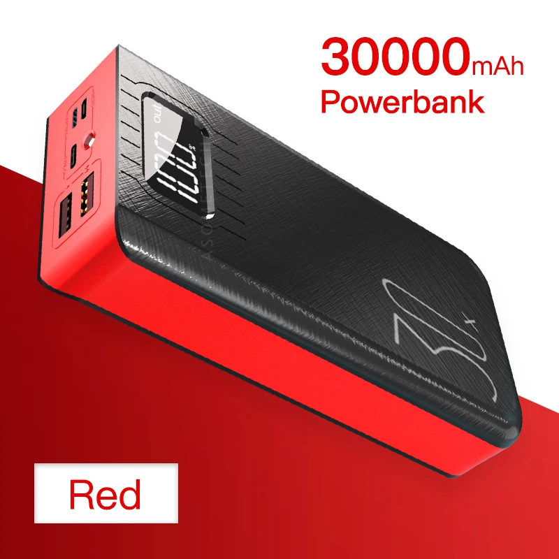 mini power bank Power Bank 30000mAh TypeC Micro USB C Powerbank LED Display Portable External Battery Charger 30000 mAh For iPhone Xiaomi Tablet power bank 20000mah Power Bank