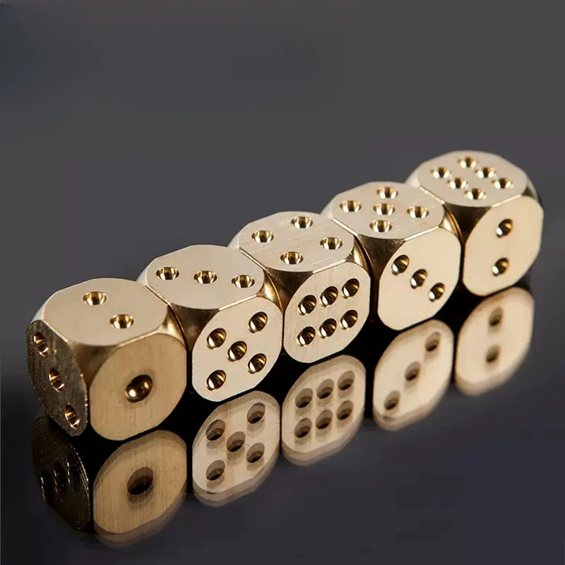 15mm 2pcs Pure Copper Metal Solid Dice Handmade Bar KTV Chess And Card Supplies Personalized Toy Ornaments Party Game Tools