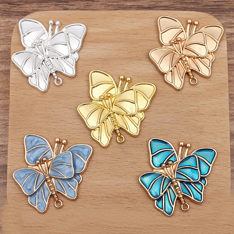 

20 PCS 36x36mm Metal Alloy KC Gold/ Silver Plated Enamel Butterfly DIY Handmade Accessories For Jewelry Making