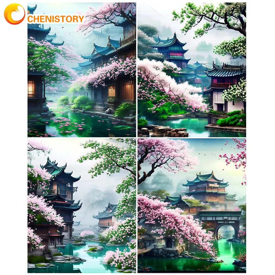 

CHENISTORY DIY Paint By Numbers For Adults Canvas Painting Kits Landscape Coloring By Numbers Handpainted For Home Wall Decor