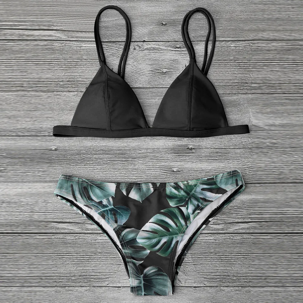 

Leaf Print Swimwear Tankinis Set Sexy Push Up Bikini Set Summer Holiday Beachwear Bathing Suit Two Pieces Set Brazilian Swimsuit