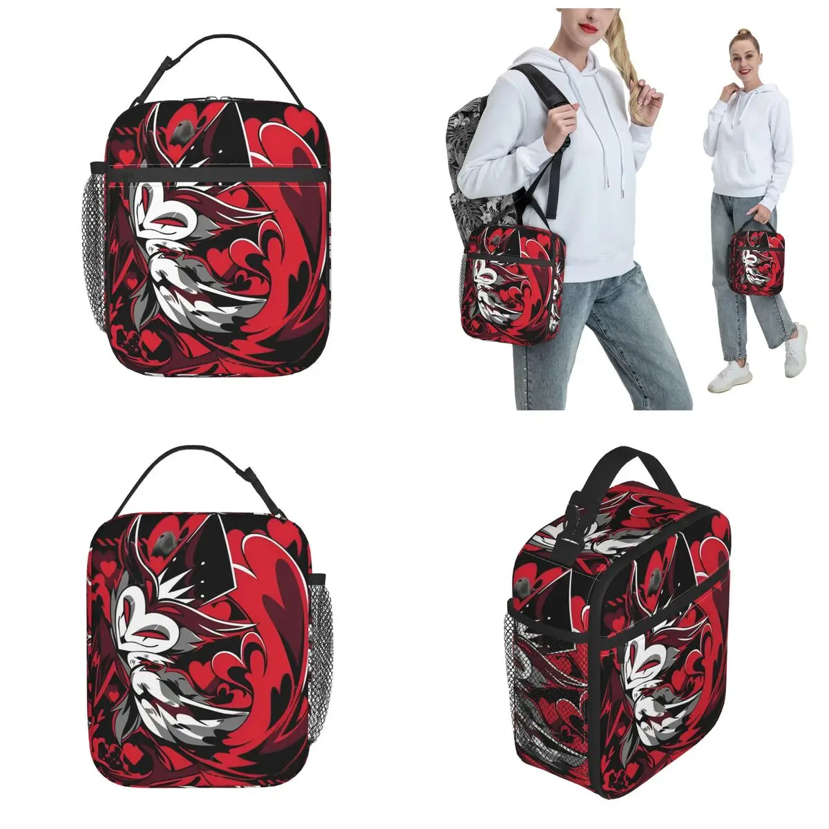 Insulated Lunch Bags H-Helluvas Boss Stolas Accessories Anime Cartoon Food Box New Cooler Thermal Bento Box For School