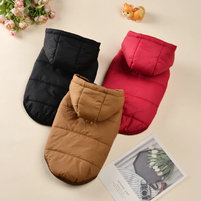 Dog Hooded Winter Jacket Soft Warm Fleece Velvet Puppy Vest Coat  Pet Dog Hat Clothes Cold Proof Winter Padded Yorkies Costume 3