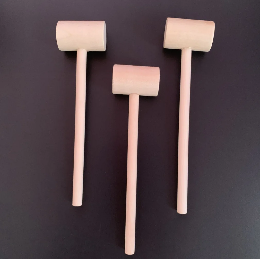 Mini Hammer 3pcs mini toy wooden hammer hammer percussion for cracking nuts tools wooden DIY crafts making tools