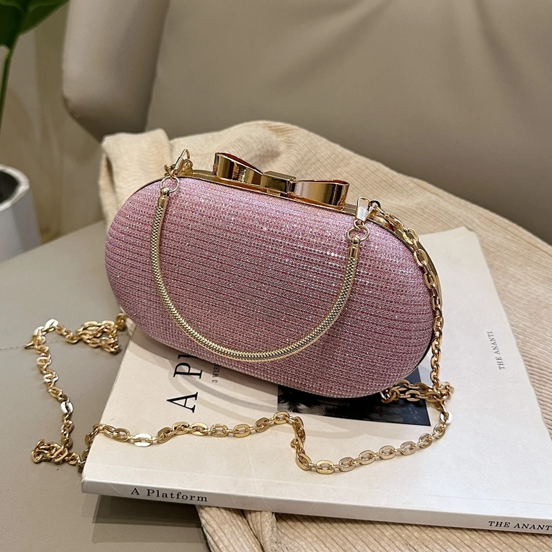 Fashion Women Evening Bag 2023 New Textured Sequins Light Luxury Handbag Elegant Popular Female Chains Crossbody Bag