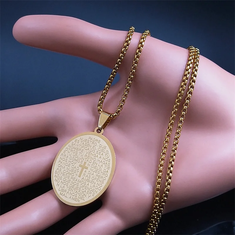 Ciondolo Militare 22 Pollici Collana Con Piastrina Di Preghiera In - Foto 3