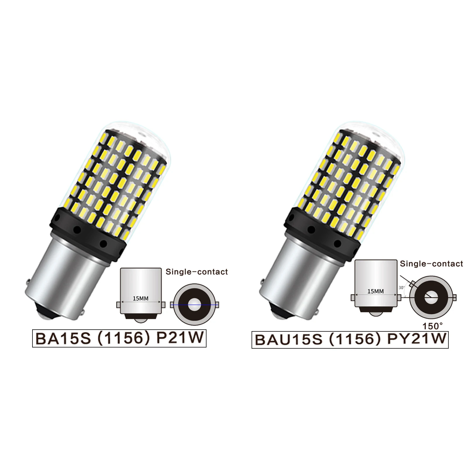 AILEO 1 pz luci a Led No Hyper Flash BA15S P21W BAU15S PY21W anteriore posteriore indicatore di direzione lampadina Canbus Error Free 3014 Chipset 144SMD