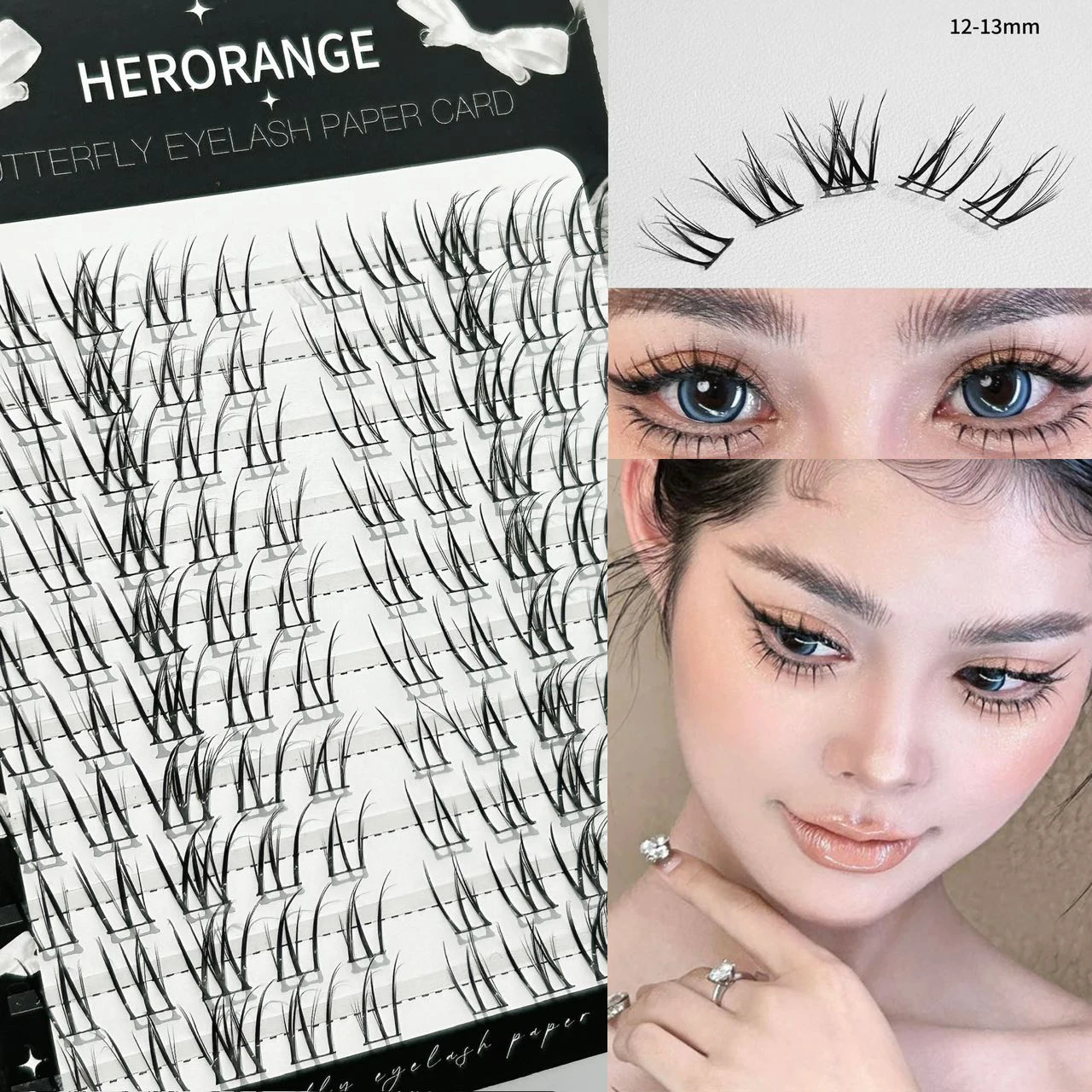 Korean Makeup DIY False Eyelash No Need Glue Fluffy Eyelashes Reusable Clear Segmented Cluster Big Eyes Extension Effect Makeup
