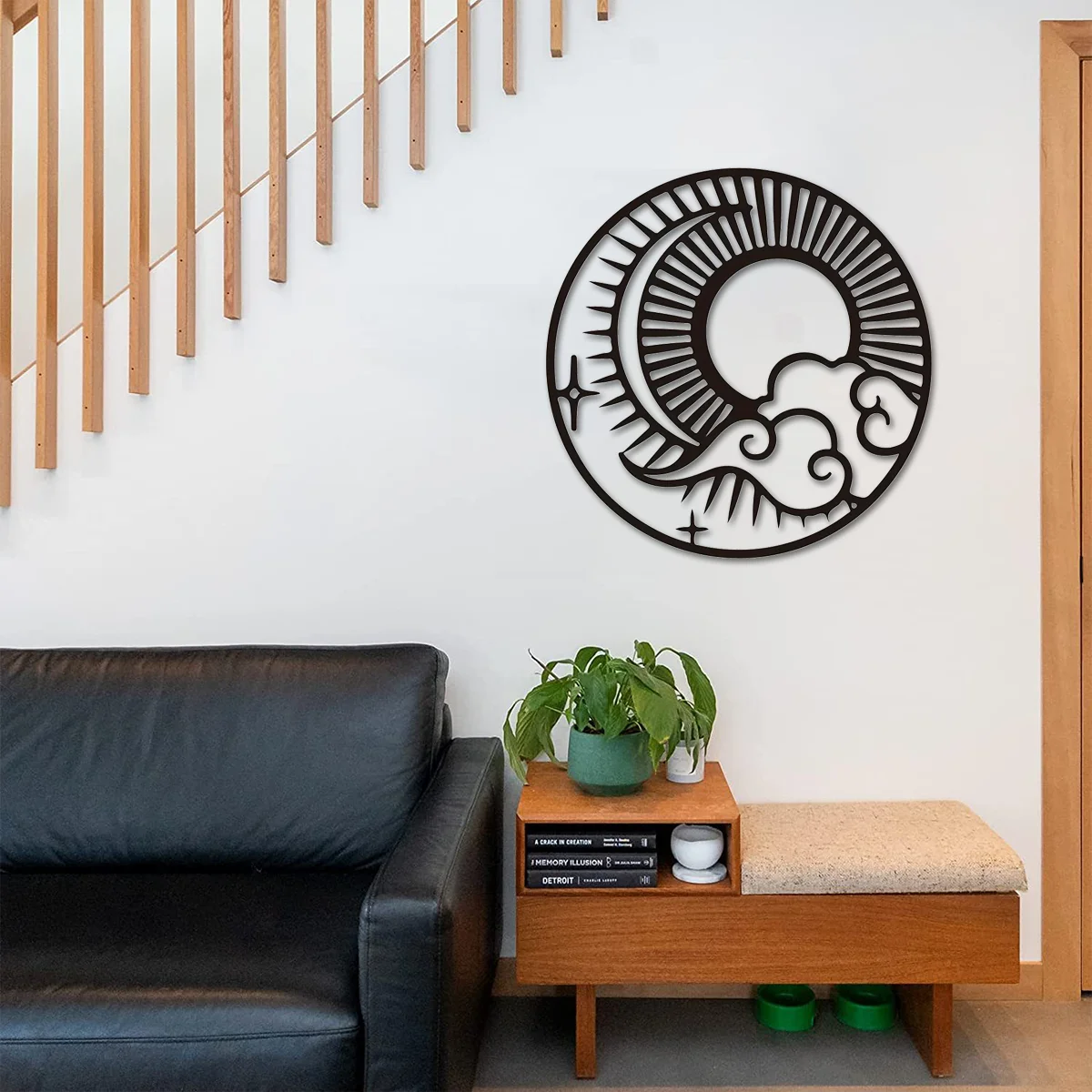 

1pc Sun Moon and Stars Metal Wall Hanging Art Patio Decor Large Outdoor Home Art Garden Housewarming Gift Room Background Decor