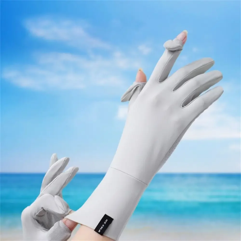 Fashion Ice Silk Sunscreen Gloves Female Summer Spring Cycling Driving Running Sport Thin Elastic Anti-UV Sun Protection Mittens 3