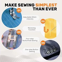 portable Sewing Machine for Beginners with 12 Stitches Pattern LED Light Foot Pedal Double Thread Sewing Kits  Plugged In 220V 2