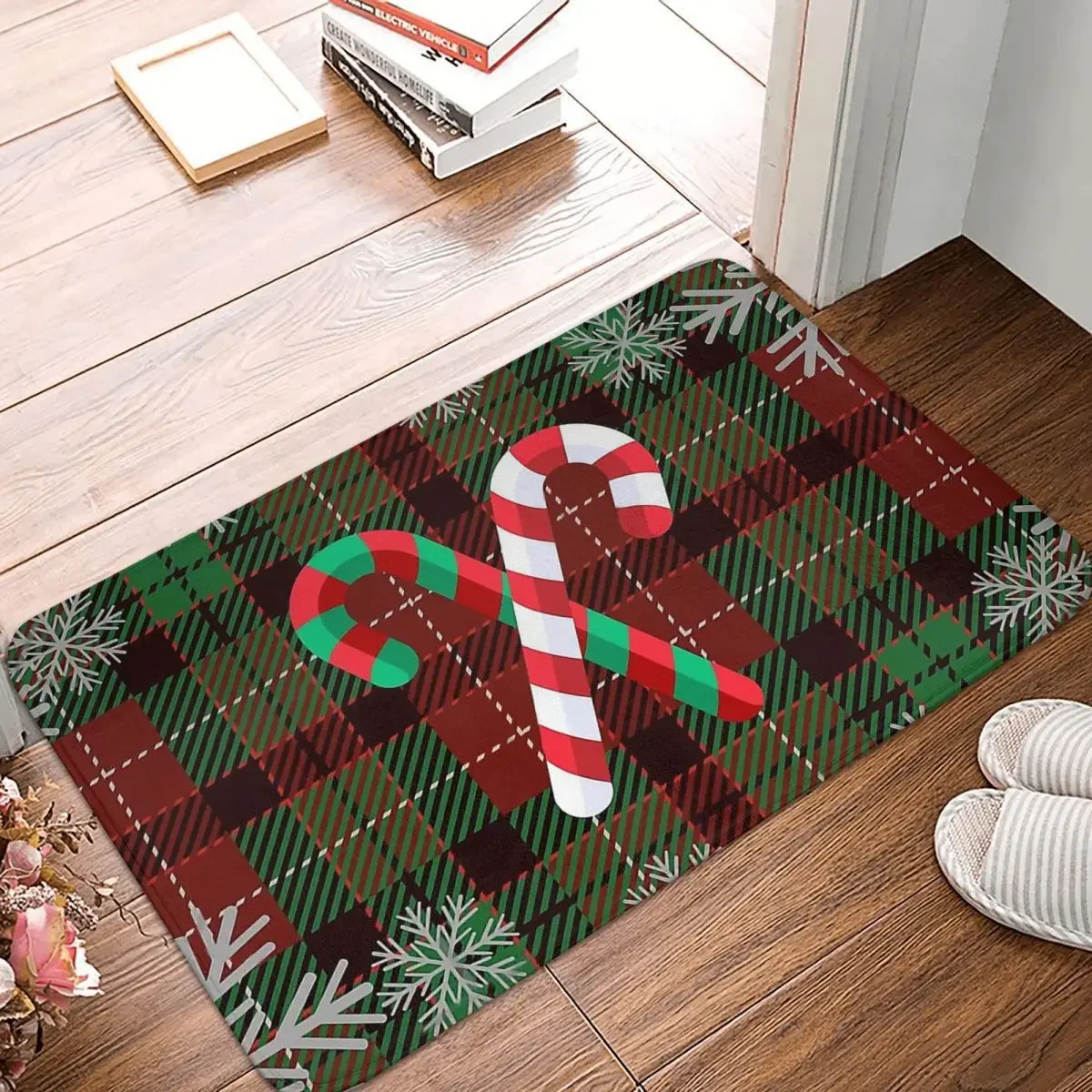 

Merry Christmas and Happy New Year Santa Claus Elk Snowflake Non-Slip Carpet Doormat Bedroom Kitchen Mat Welcome Home Rug