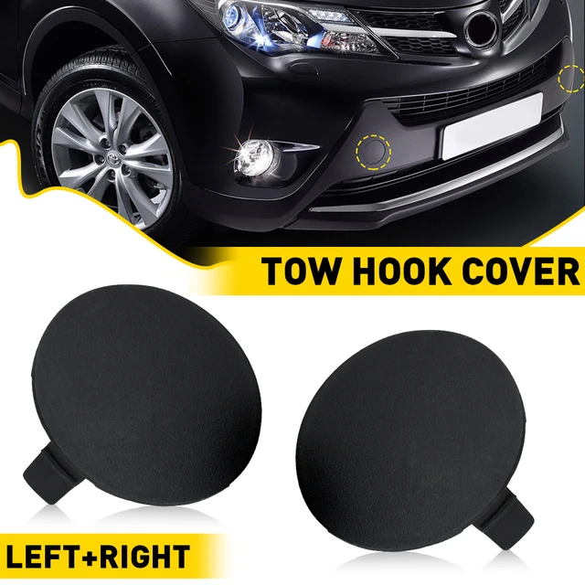 1 Pair Car Front Bumper Tow Hook Cover 53286-0R060 53285-0R060 for  2013-2015 Tow Hook Eye Lid Cover Trailer Cap Black