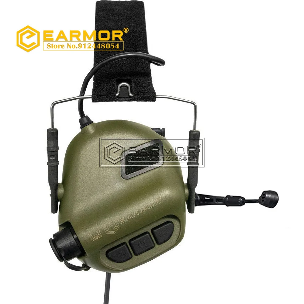 EARMOR Tactical Headset M32 MOD4 Hunting & Shooting Earmuffs with Microphone, Sound Amplification, Nato TP120 Jacket, Black