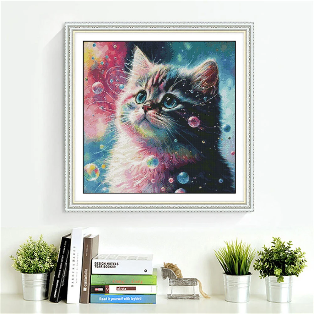 Cat Animal Embroidery Kits Cotton Threads Printed Canvas Needlework Painting Home Decoration Cross Stitch DIY Gift cross stitch kit cross stitch tools