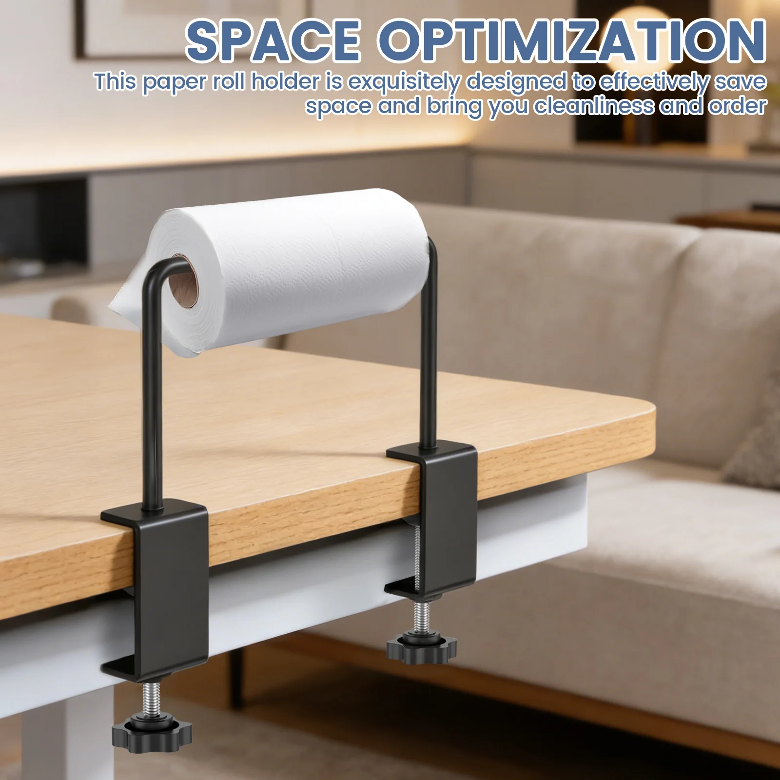 Paper Roll Holder Metal Adjustable Craft Paper Roll Holder Tabletop Dispenser Clip On Desk Paper Roll Dispenser for Dining Table