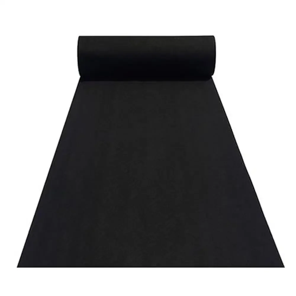 Polyester Non-Slip Wedding Ceremony Aisle Runner Black 2mm Bridal Walkway Rugs Event Carpet Decoration Indoor Outdoor Wedding