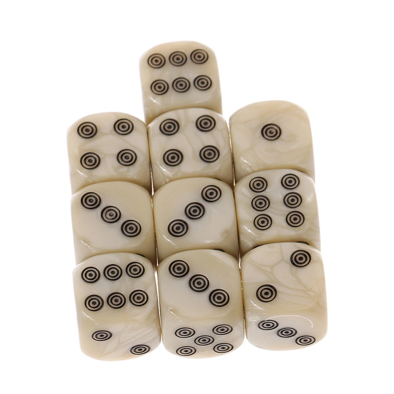 10 Pcs 16mm 아크릴 아이보리 주사위 D6 주사위 보드 게임 라운드 엔터테인먼트 파티 큐브 마작 액세서리 주사위