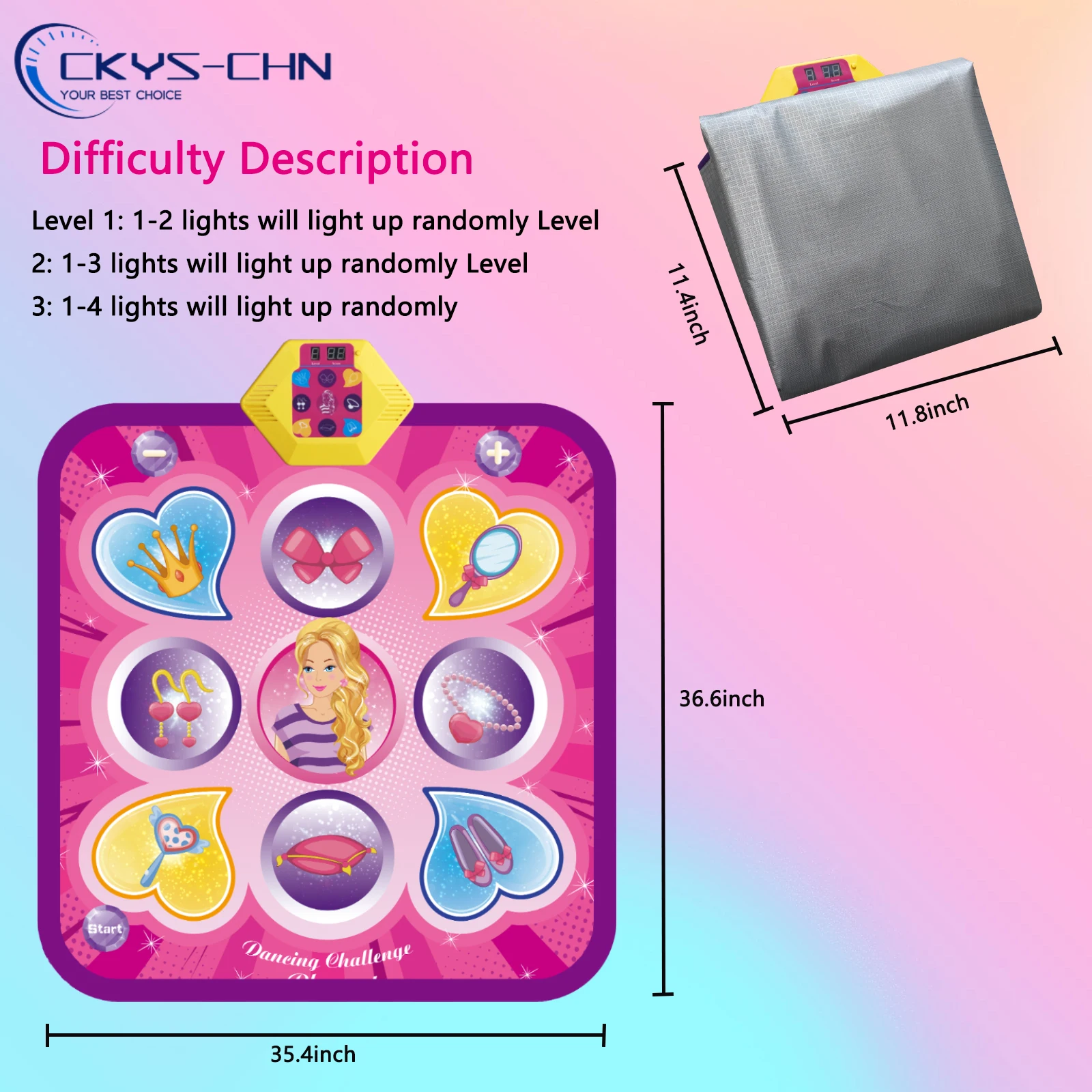 Girl Dancing Blanket Mat Electronic Music Mat Body Pad Dinosaur Boy Sports Game Toys Birthday Festival Gifts For Girl 6
