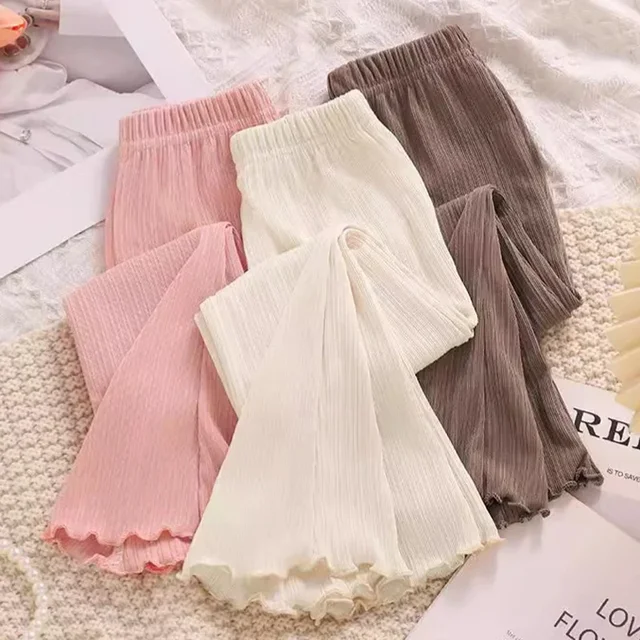 Kids Girls Summer Thin Wide Leg Pants 2024 New Arrival Children Casual Loose Silk Flare Pants Princess Casual Pants Korean Style 1