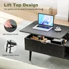 Wood Lift Top Coffee Table with Hidden Compartment and Large Storage Shelf, Lift Tabletop Dining Center Table 6