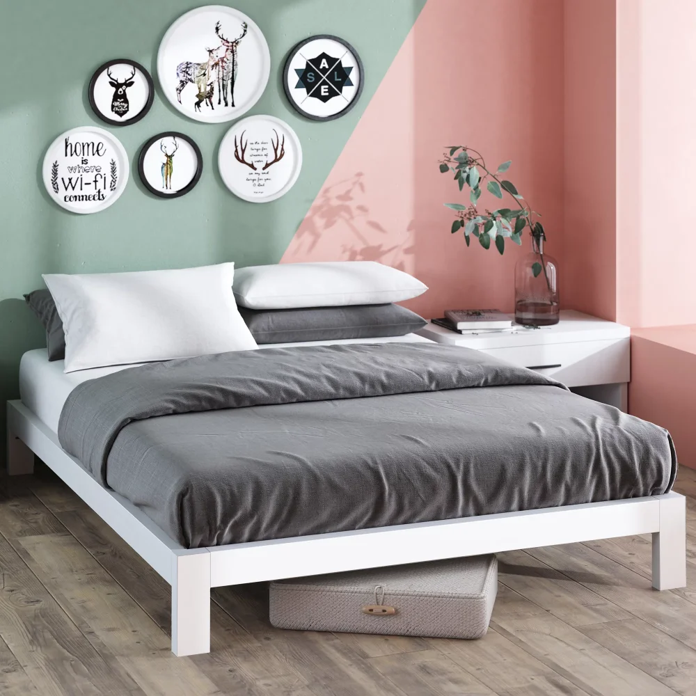 

Arnav 10" White Metal Platform Bed Frame, King Queen Full Twin