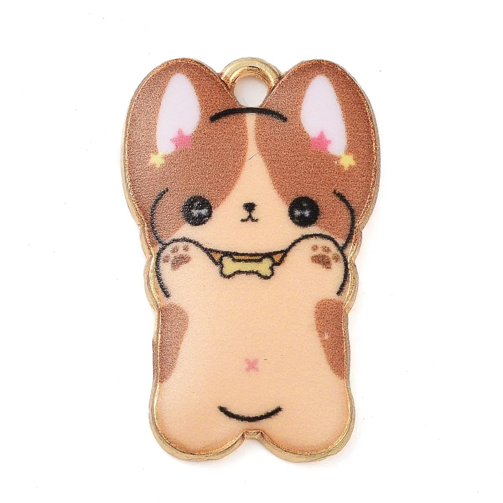 Pandahall 100 Stück Emaille-Hunde-Charms, niedliches Tier, Haustier, Welpe, baumelnde Charms für DIY-Halsketten-Schmuckherstellung – Detail 1